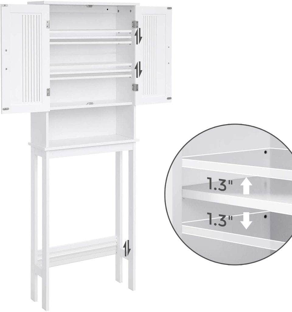 Toilet Shelf with Shelf and Double Doors White BBC10WT