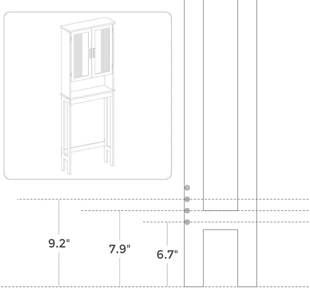 Toilet Shelf with Shelf and Double Doors White BBC10WT