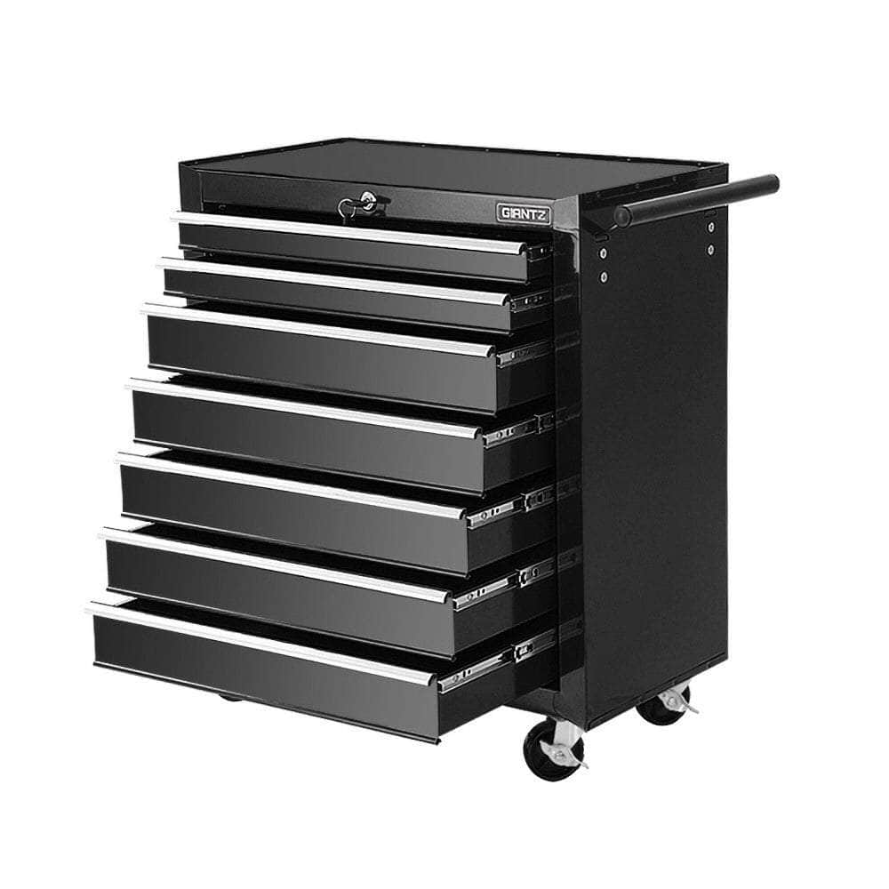 Tool Chest and Trolley Box Cabinet 7 Drawers Cart Garage Storage Black