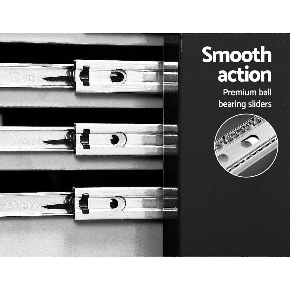 Tool Chest and Trolley Box Cabinet 7 Drawers Cart Garage Storage Black and Silver