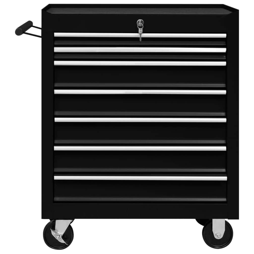 Tool Trolley with 7 Drawers Black