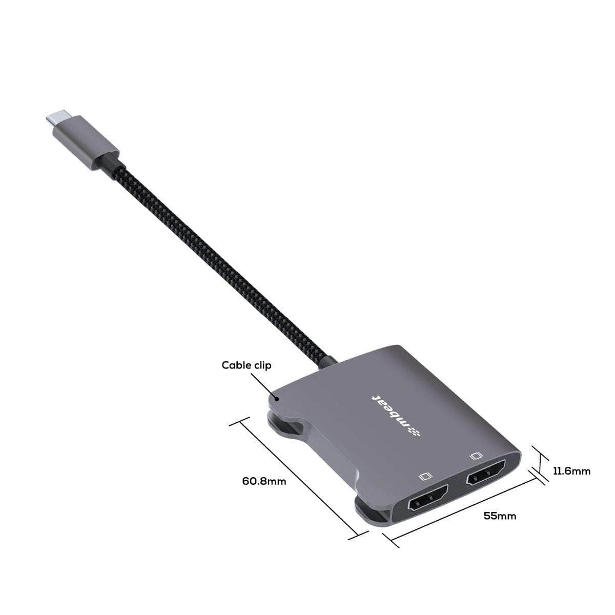 Tough Link USB-C to Dual 4K HDMI Adapter - Space Grey