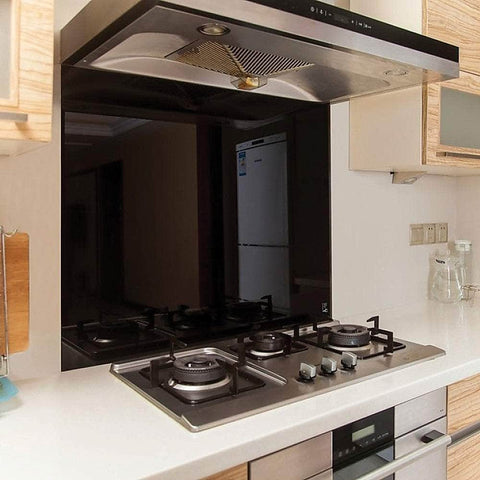 Toughened 90Cm X 70Cm Black Glass Kitchen Splashback