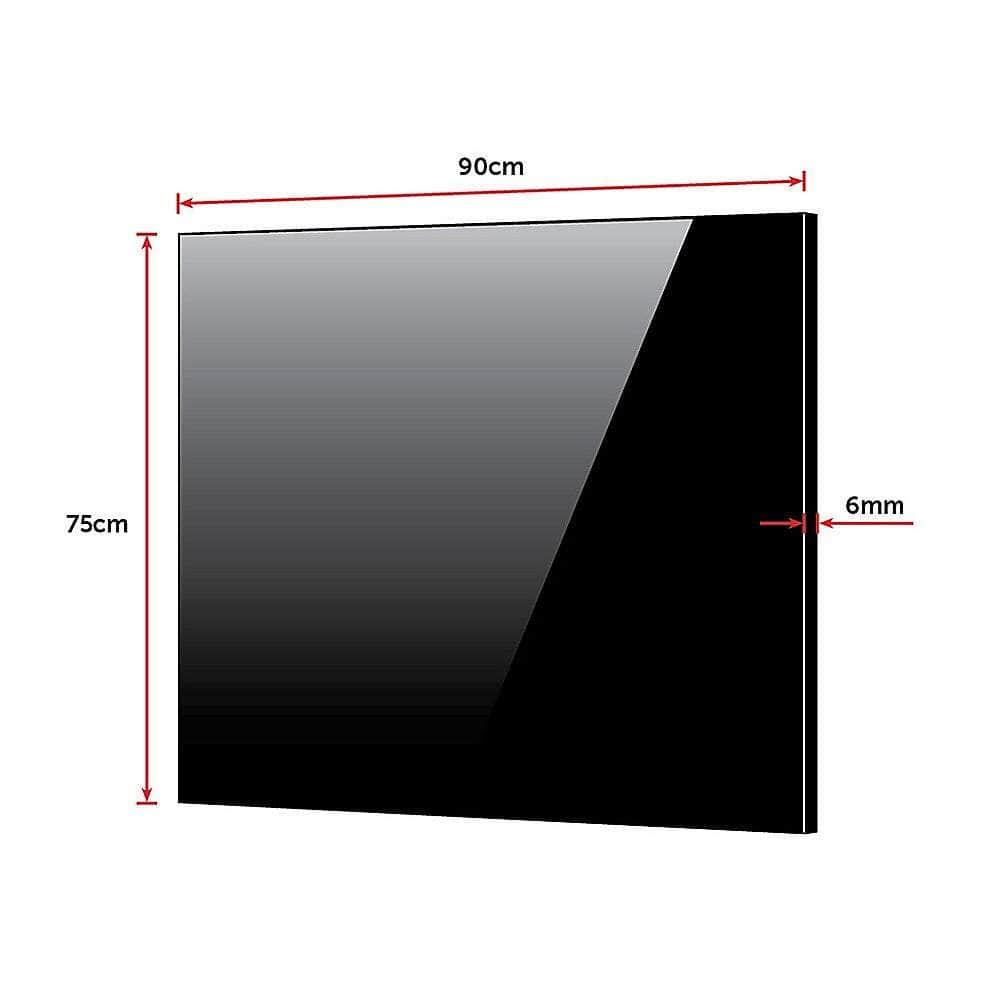 Toughened 90Cm X 75Cm Black Glass Kitchen Splashback