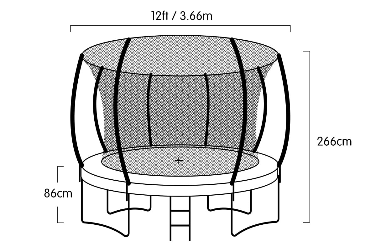 Trampoline 12ft Green Basketball Set 1x12cm