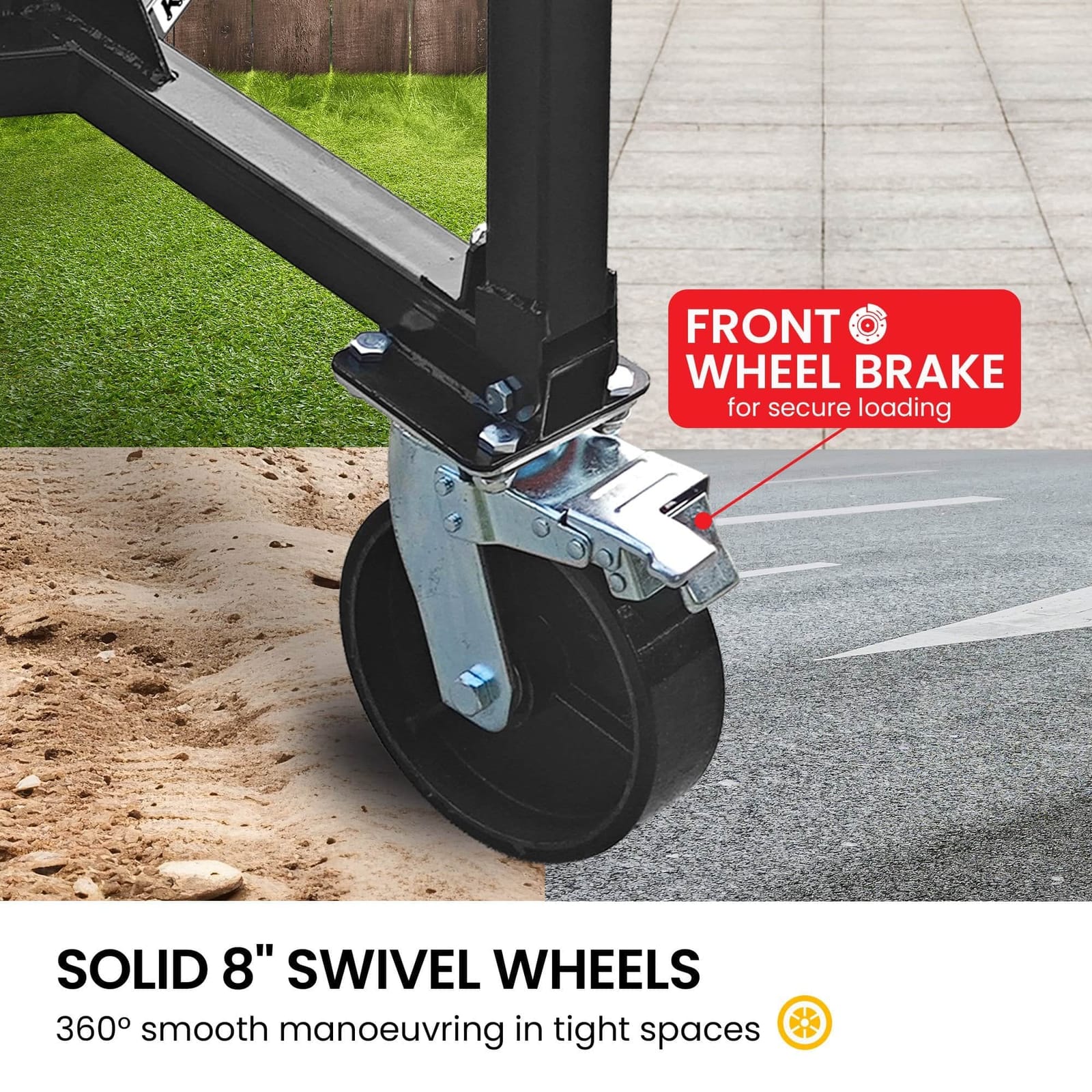 Trailer Dolly Adjustable 2in Hitch Ball 1500kg Tongue Weight Capacity 8in Swivel Whe with 1500Kg - photo 13