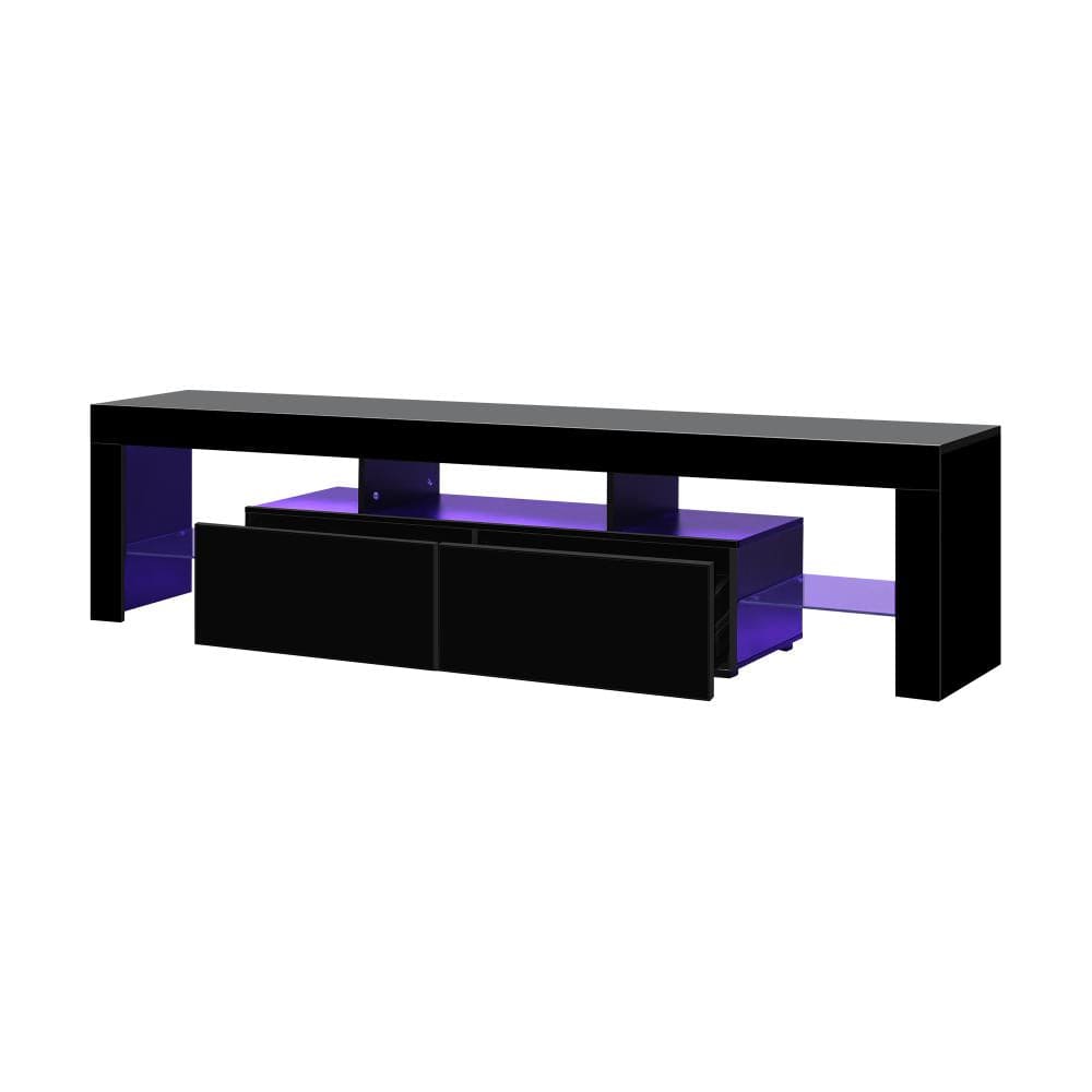 Transform Your Living Space: Modern Gloss Black Entertainment Unit with LED RGB