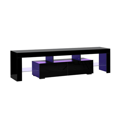 Transform Your Living Space: Modern Gloss Black Entertainment Unit with LED RGB