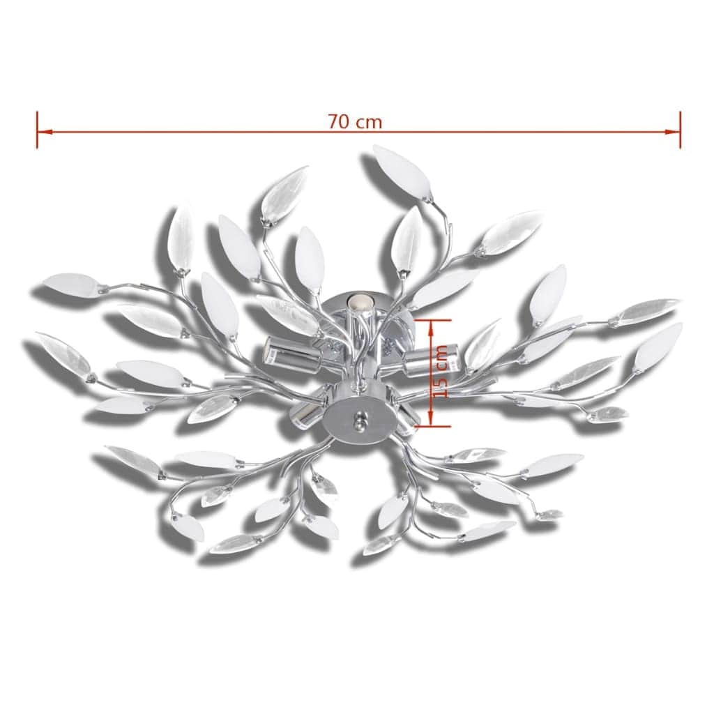 Transparent&White Ceiling Lamp Acrylic Crystal Leaf Arms 5 E14 Bulbs