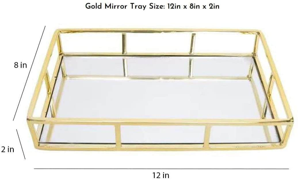 Tray Gold Mirror Decorative for Storage Jewelry and Makeup accessories