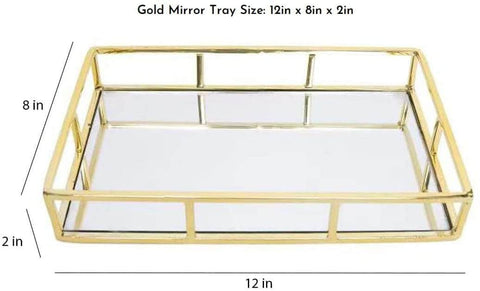 Tray Gold Mirror Decorative For Storage Jewelry And Makeup Accessories