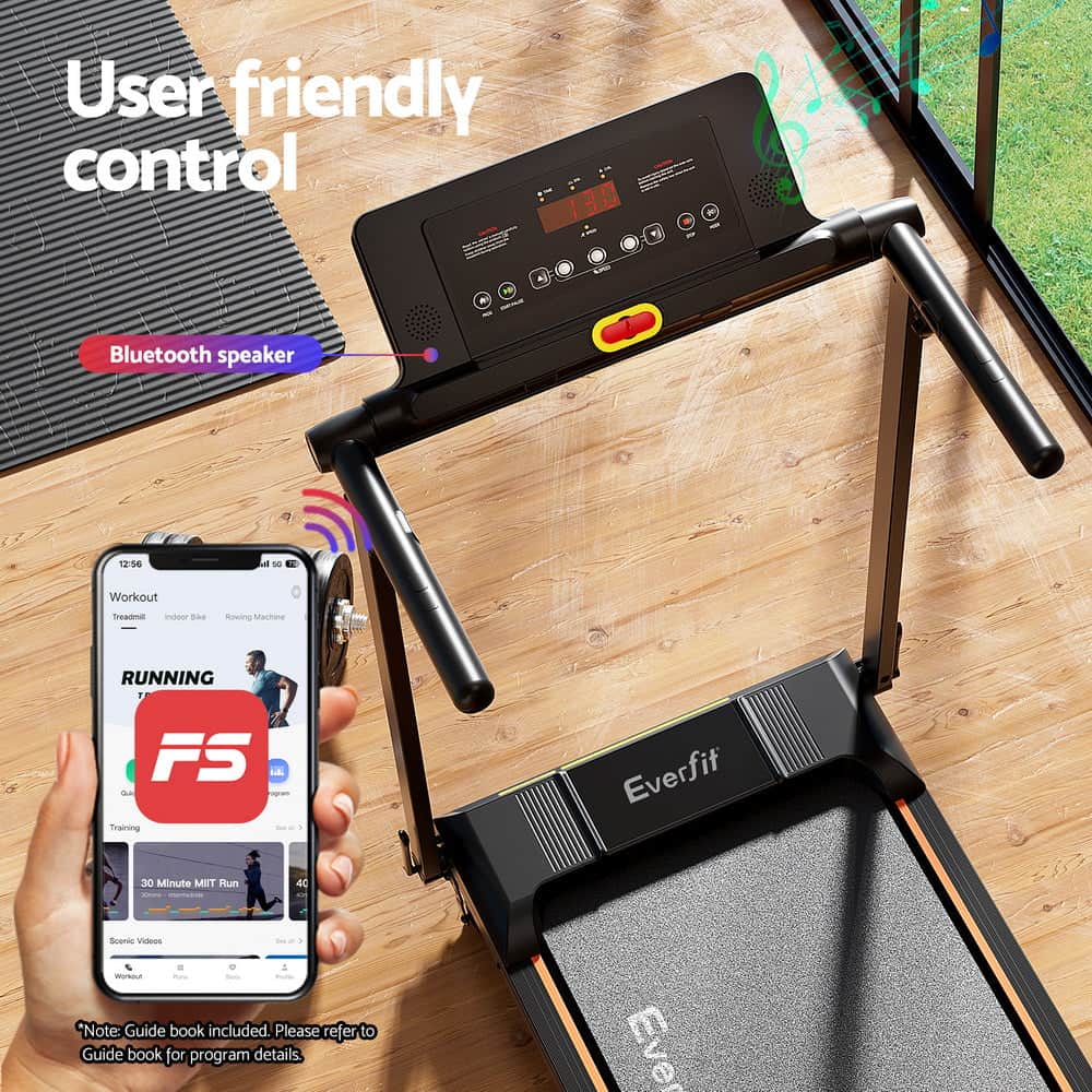 Treadmill Electric Walking Pad Foldable Incline for Home Office Gym Black