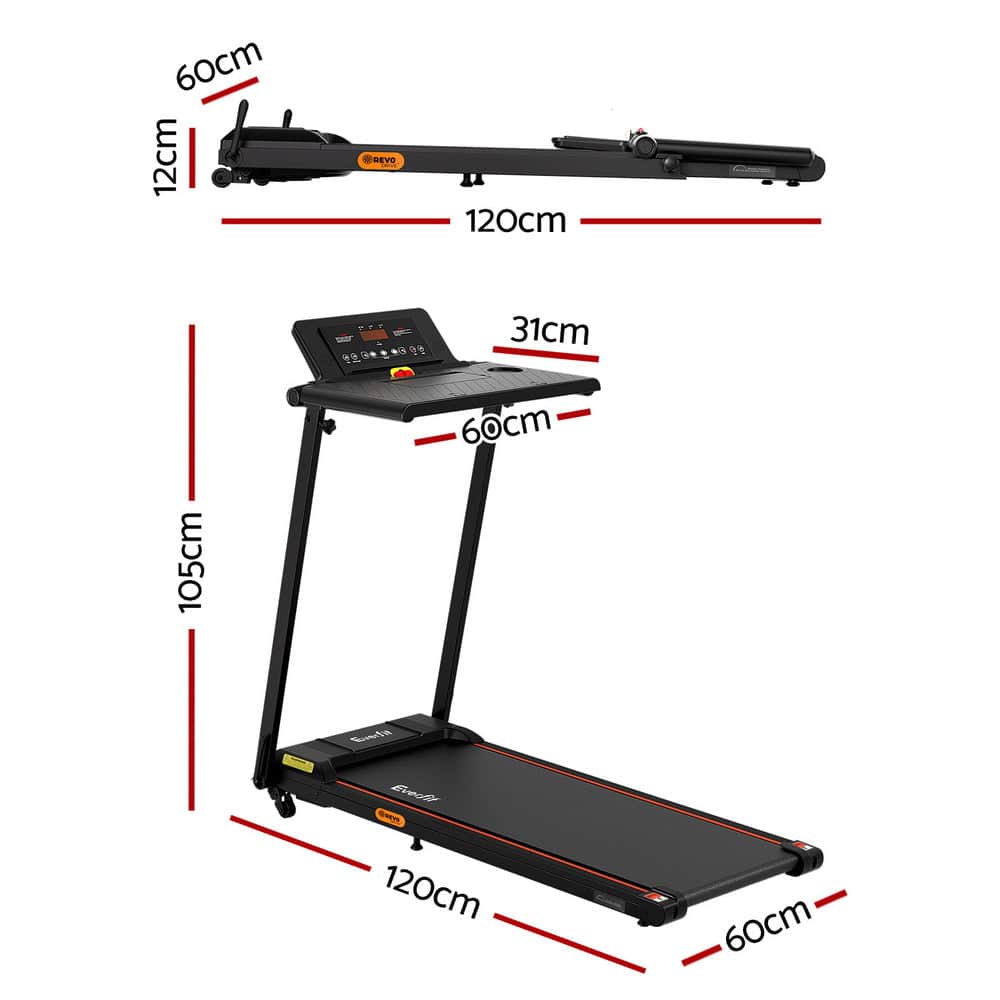 Treadmill Electric Walking Pad Foldable Incline for Home Office Gym Black