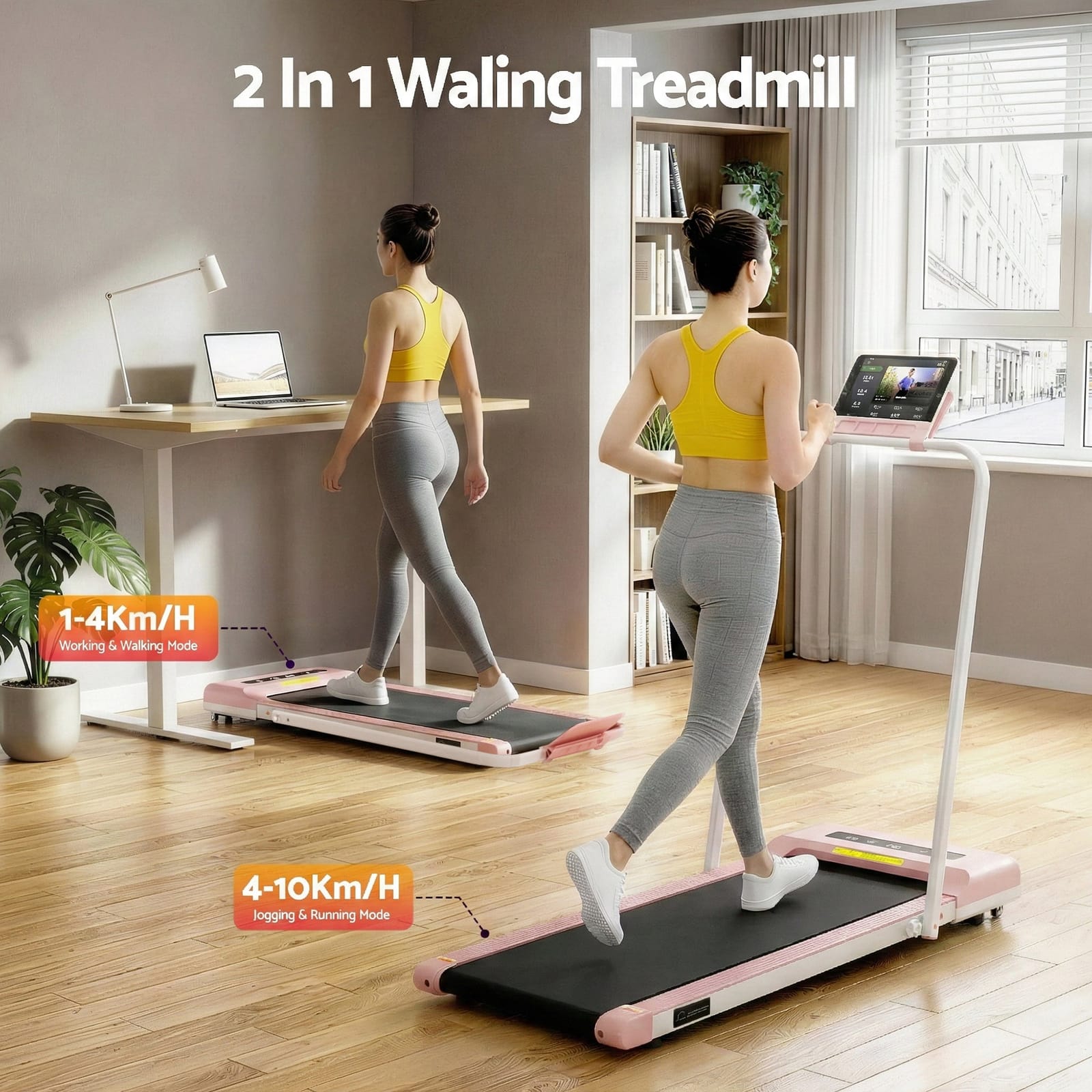 Treadmill Electric Walking Pad Under Desk Home Gym Fitness 400Mm Grey - Grey colour - photo 111