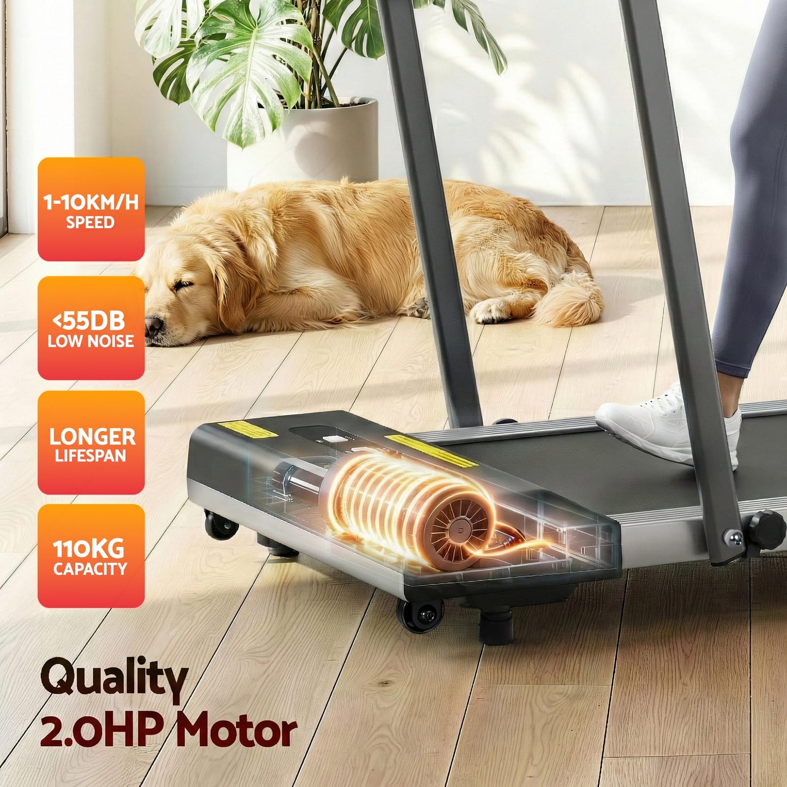 Treadmills - Treadmill Electric Walking Pad Under Desk Home Gym Fitness 400Mm Grey - photo 112