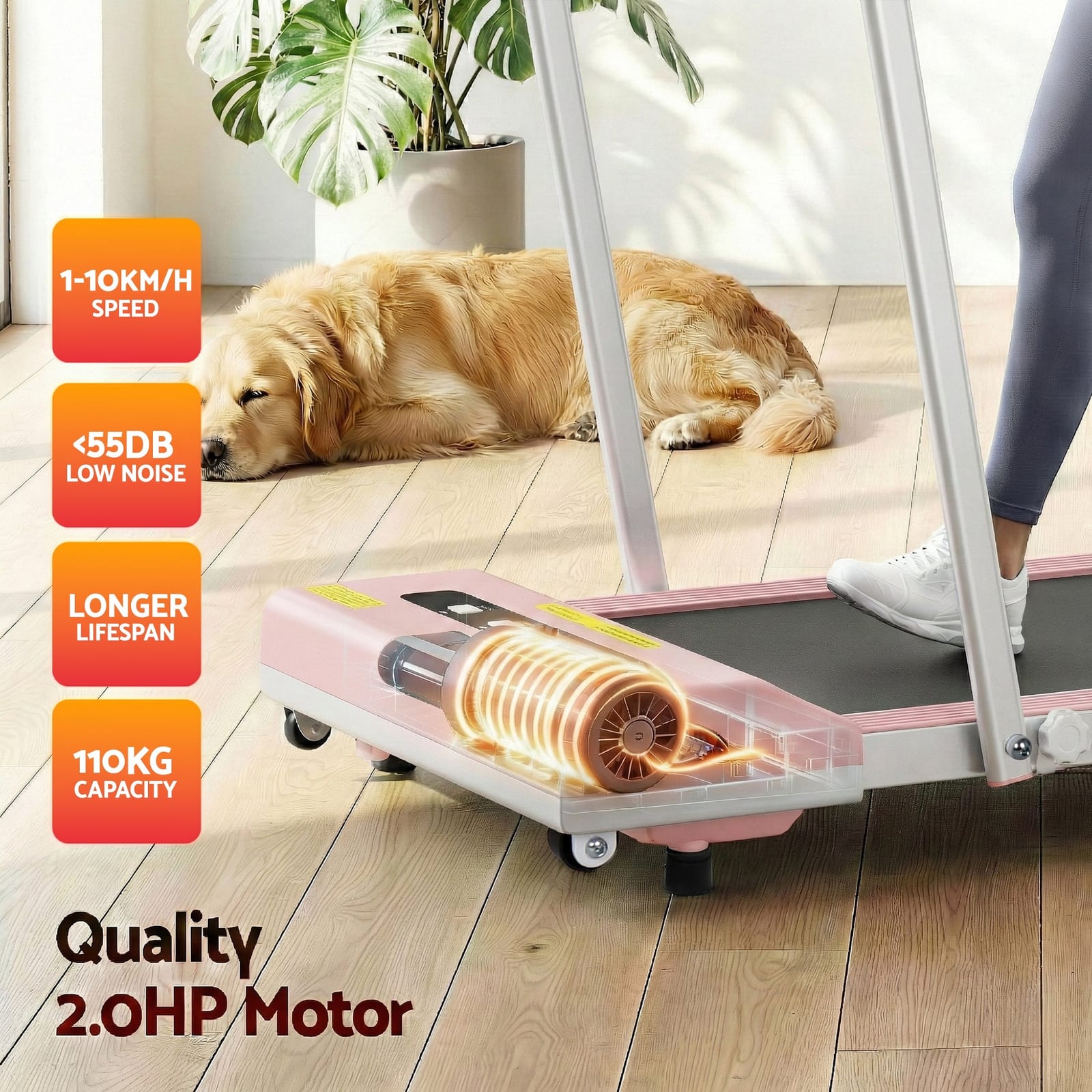 Treadmill Electric Walking Pad Under Desk Home Gym Fitness 400Mm Grey | 400Mm - photo 116