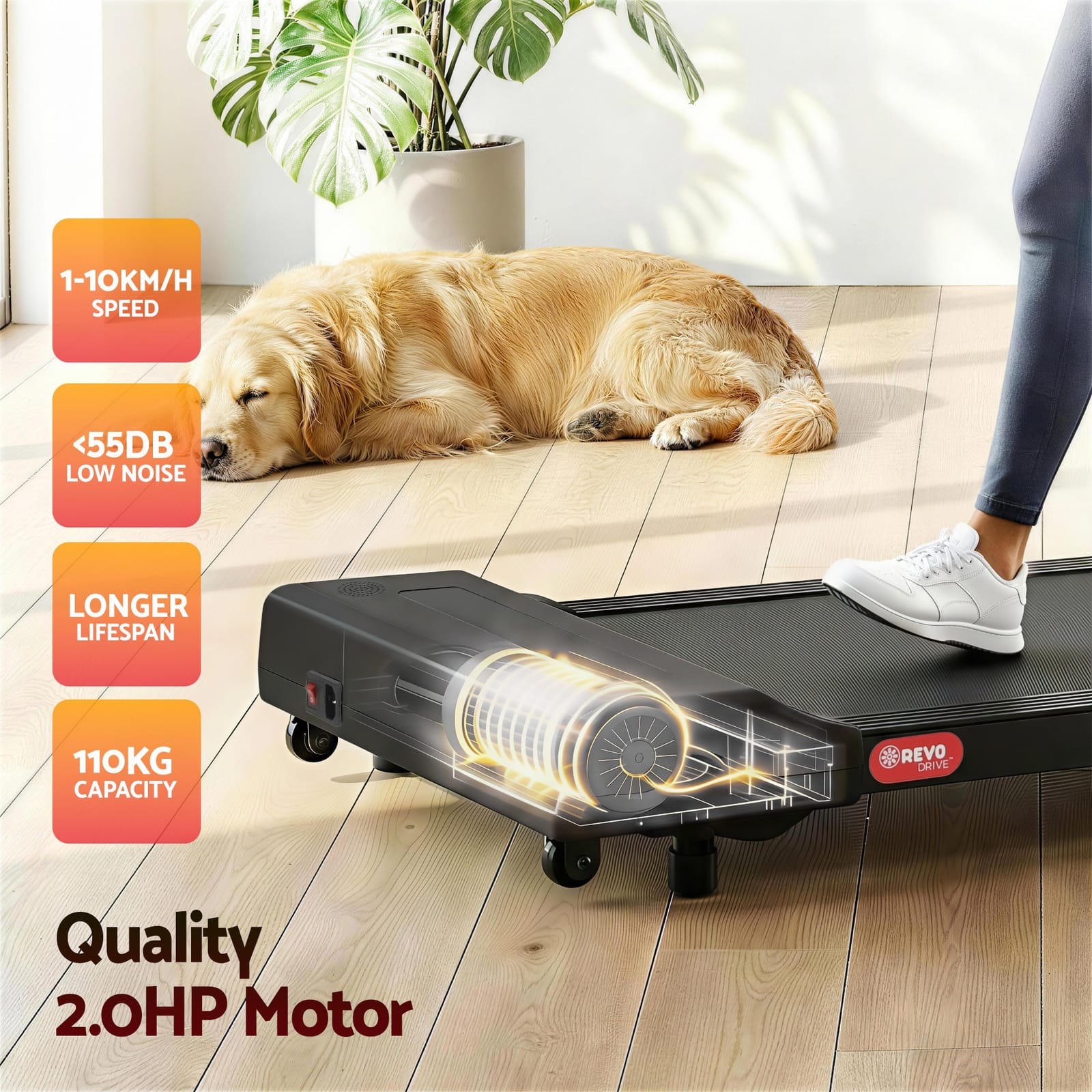 Treadmill Electric Walking Pad Under Desk Home Gym Fitness 400Mm Grey - Treadmills - photo 124