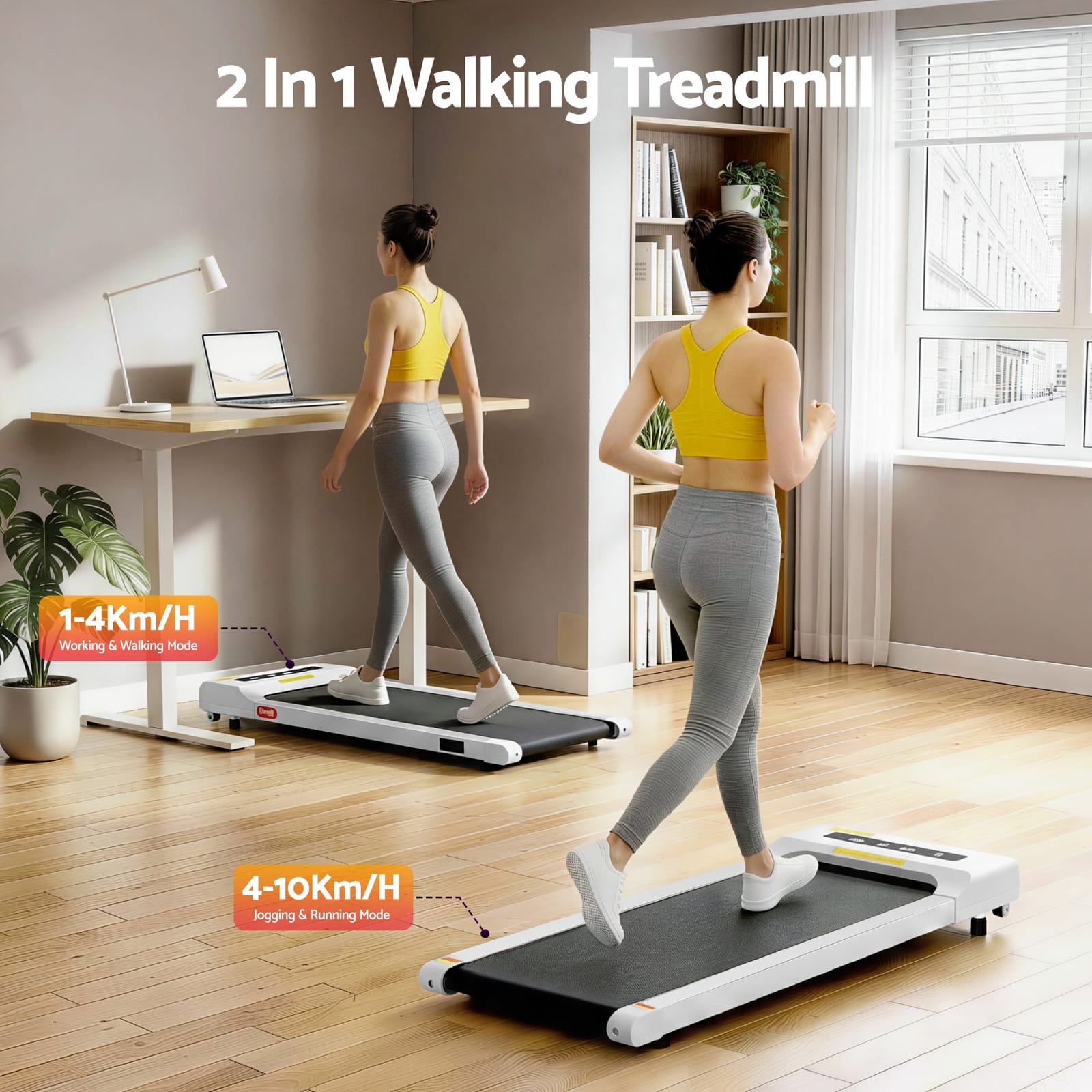 Treadmill Electric Walking Pad Under Desk Home Gym Fitness 400Mm Grey - Grey colour - photo 96