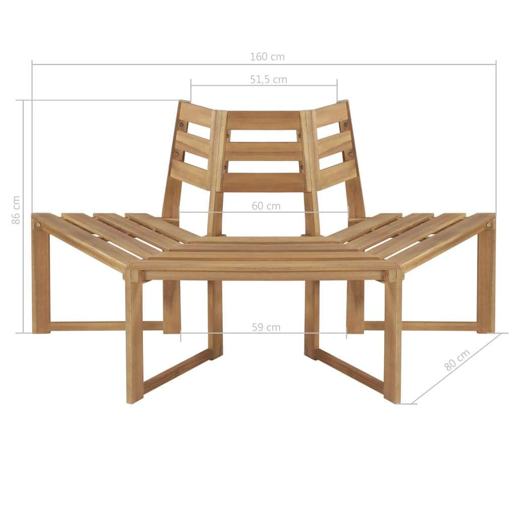 Tree Bench Half - hexagonal Solid Acacia Wood - Simple deals