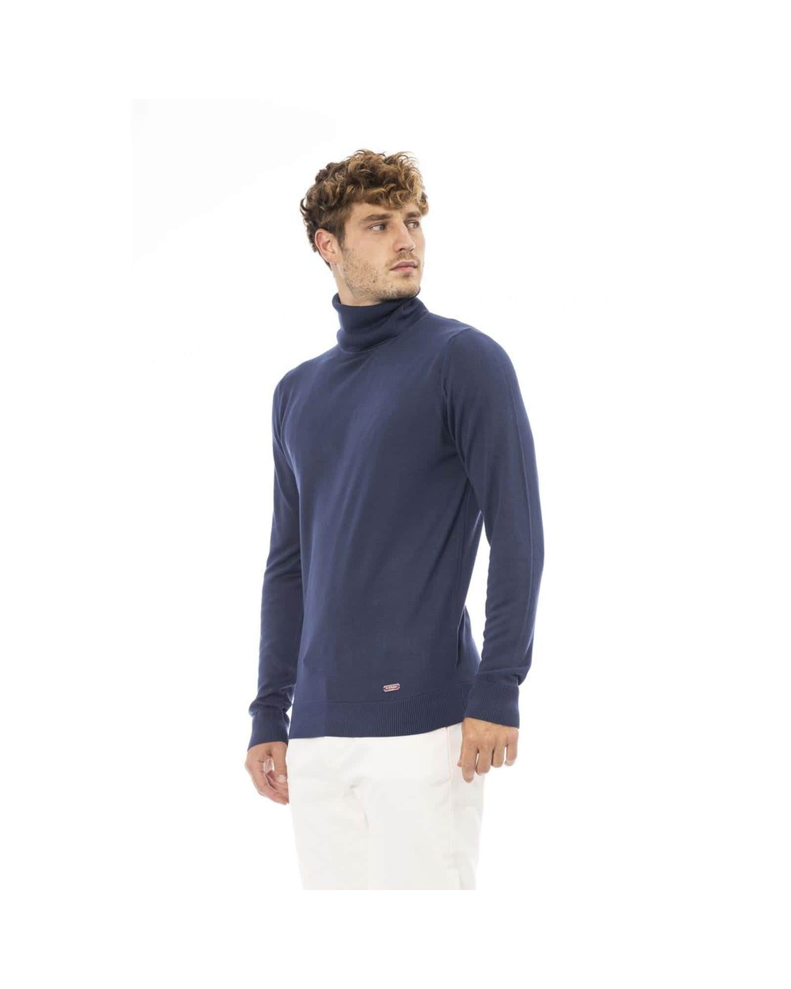 Trendy Black/Blue Modal Sweater Baldinini Trend Men