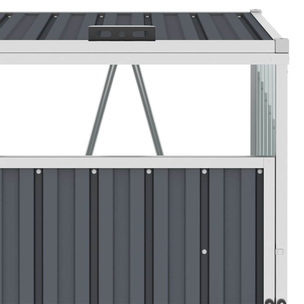 Triple Garbage Bin Shed Grey Steel