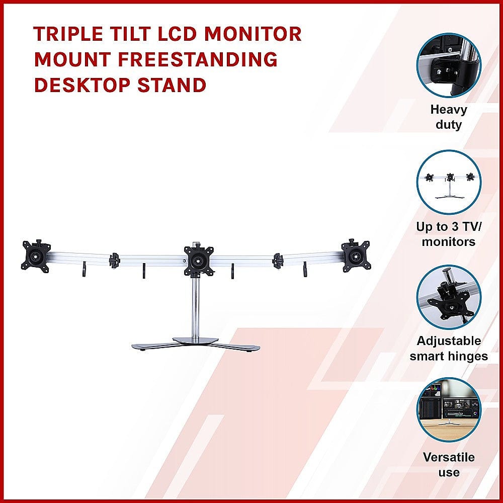 Triple Tilt LCD Monitor Mount Freestanding Desktop Stand