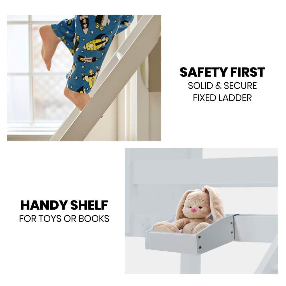 Triple Wooden Single Over Double Bunk Bed Frame For Kids