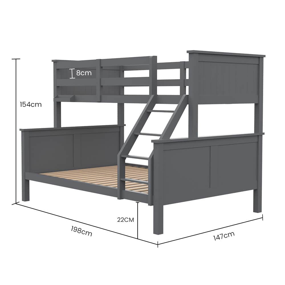 Triple Wooden Single Over Double Bunk Bed Frame For Kids