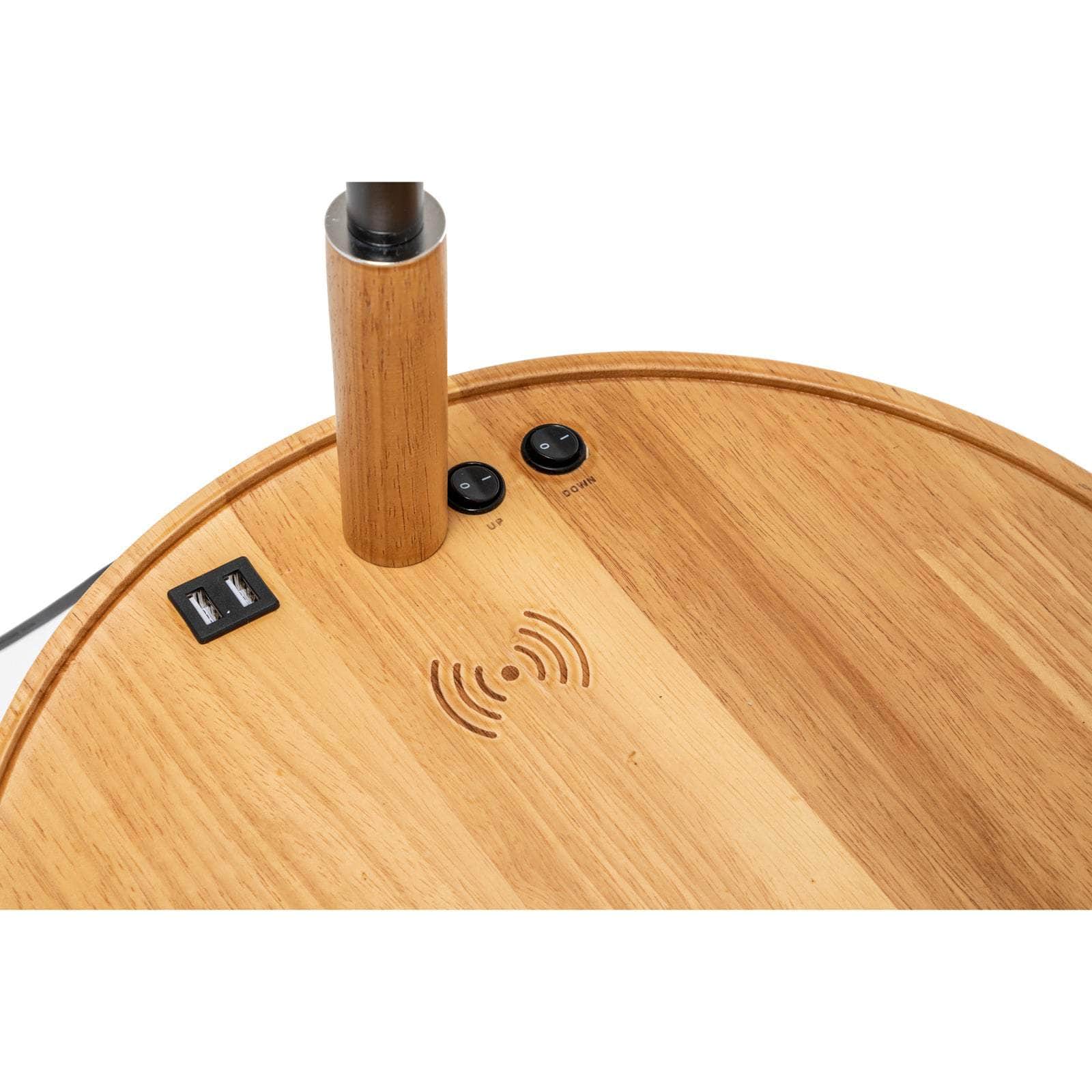 Tripod Floor Lamp Side Table With Shelf & Usb Charger