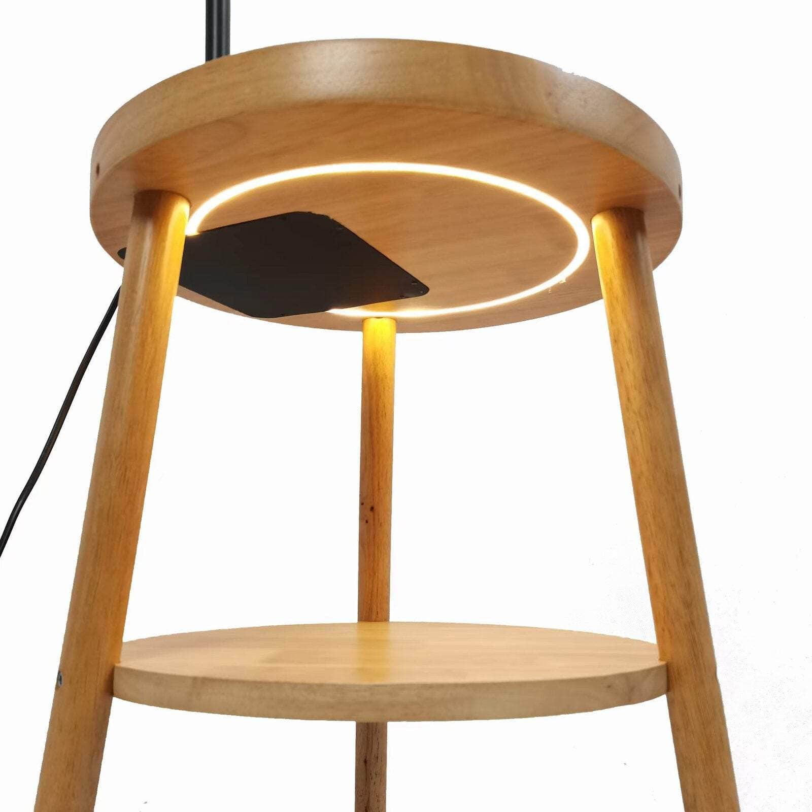 Tripod Floor Lamp Side Table With Shelf & Usb Charger