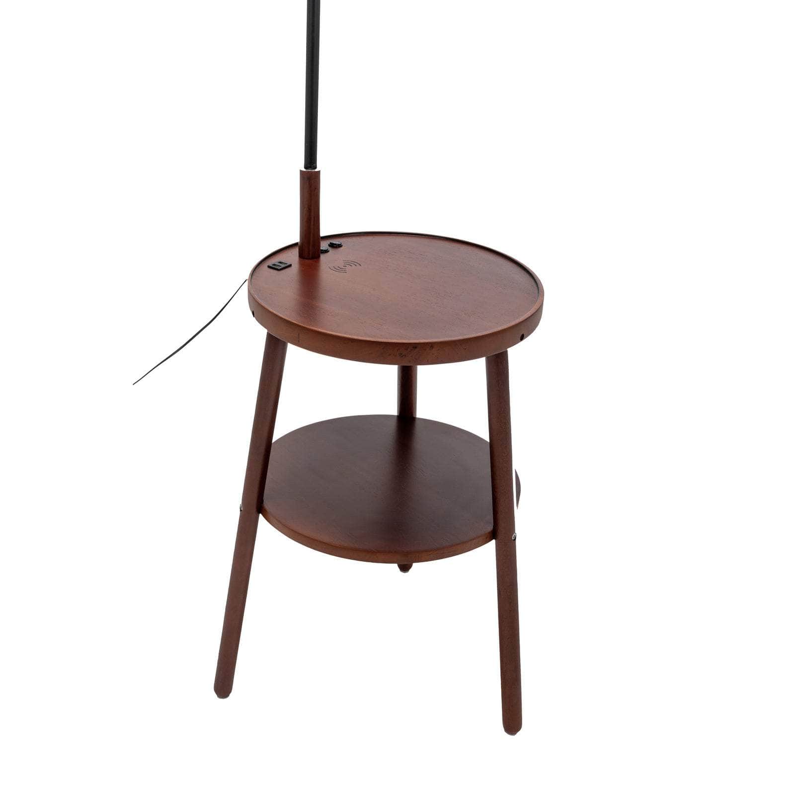 Tripod Floor Lamp Side Table With Shelf & Usb Charger