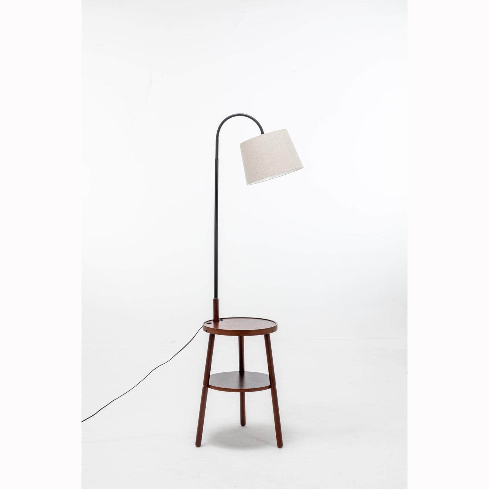 Tripod Floor Lamp Side Table With Shelf & Usb Charger