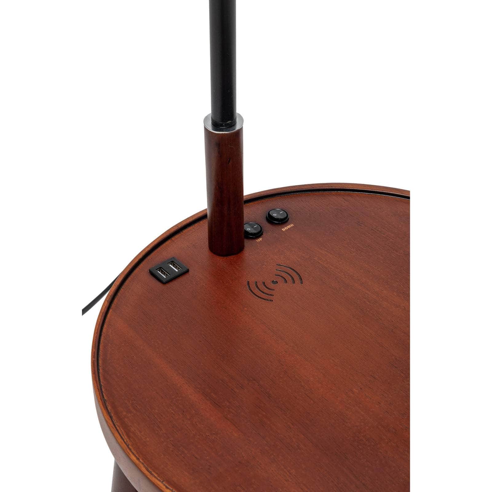 Tripod Floor Lamp Side Table With Shelf & Usb Charger