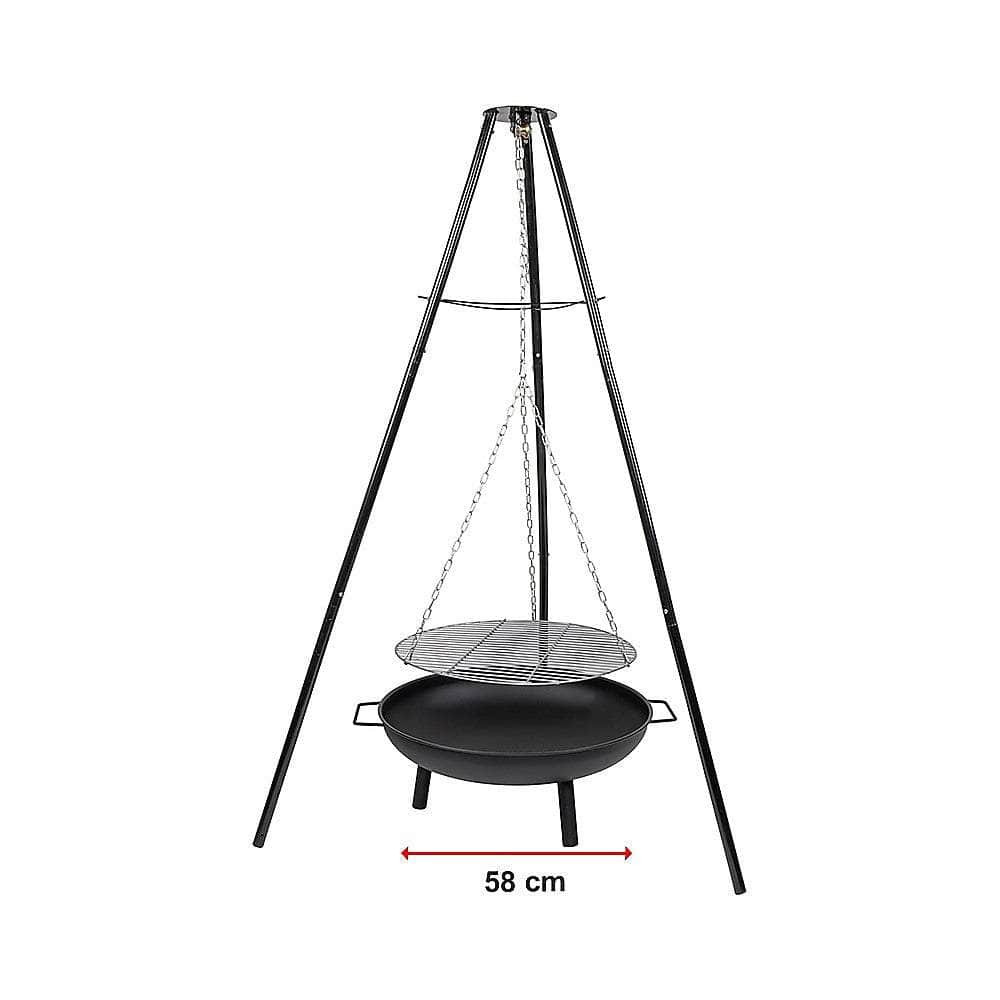 Tripod Garden Fire Pit Bbq Cast Iron & Steel Bowl