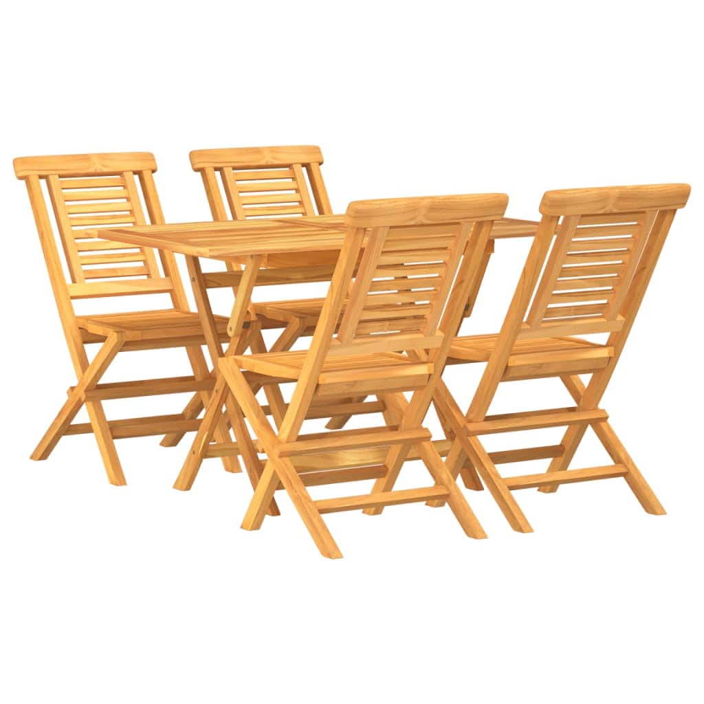 Tropical Tranquility: 5-Piece Solid Teak Wood Garden Dining Set