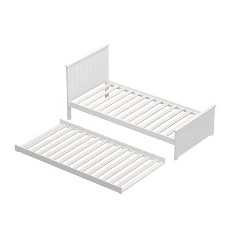 Trundle Bed Frame Single Size Wooden Daybed White