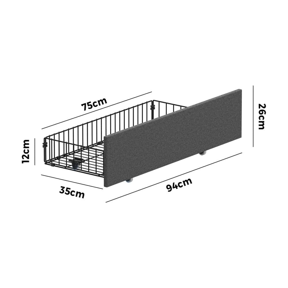 Trundle Drawers With Wheels For Bed Frame Metal Storage Grey With 2&4 Drawrs
