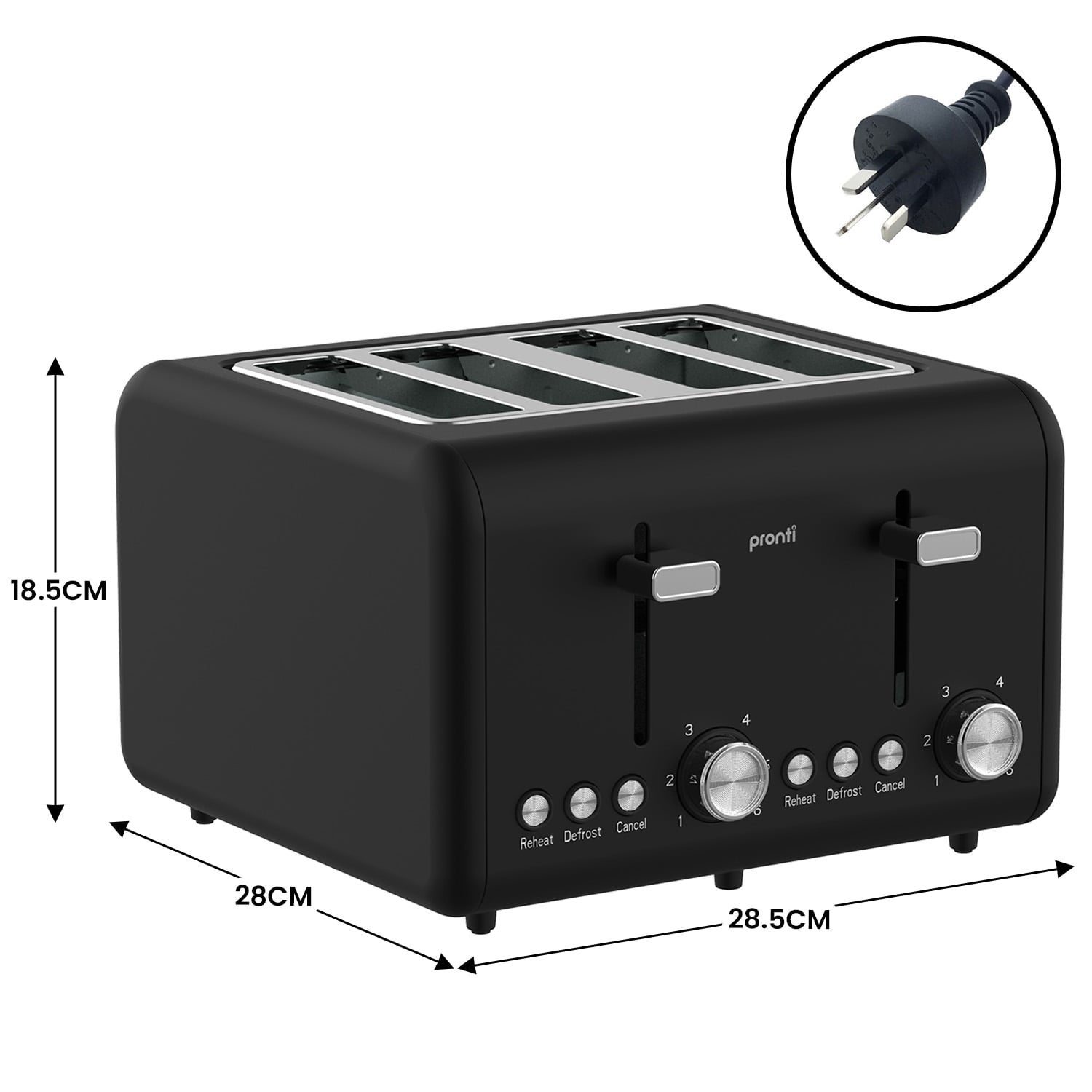 4 Slice Toaster Dual Control 28x28.5x18.5cm
