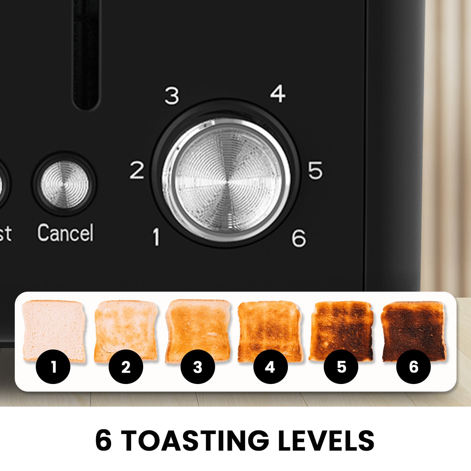 4 Slice Toaster Dual Control 28x28.5x18.5cm