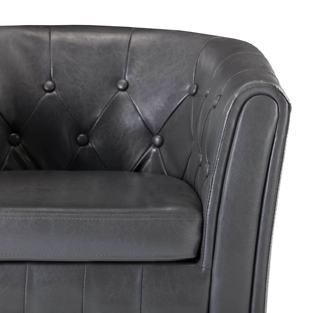 Tub Chair Grey faux Leather