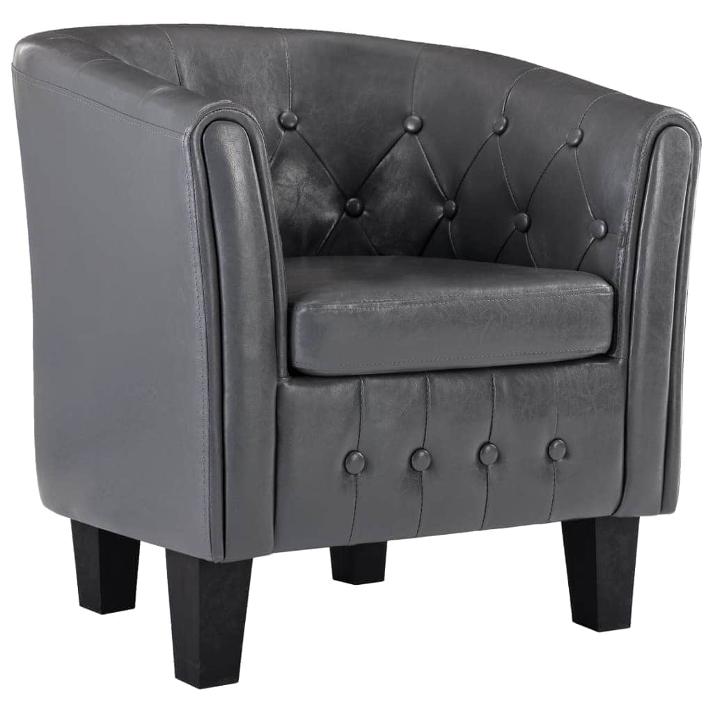 Tub Chair Grey faux Leather
