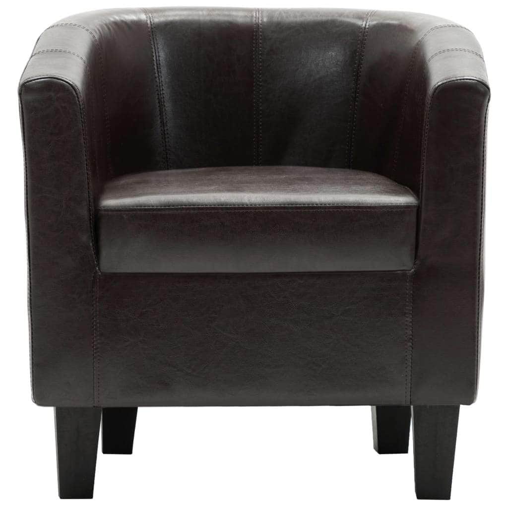 Tub Chair with Footstool Dark Brown