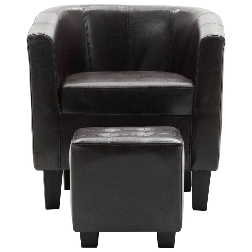 Tub Chair with Footstool Dark Brown