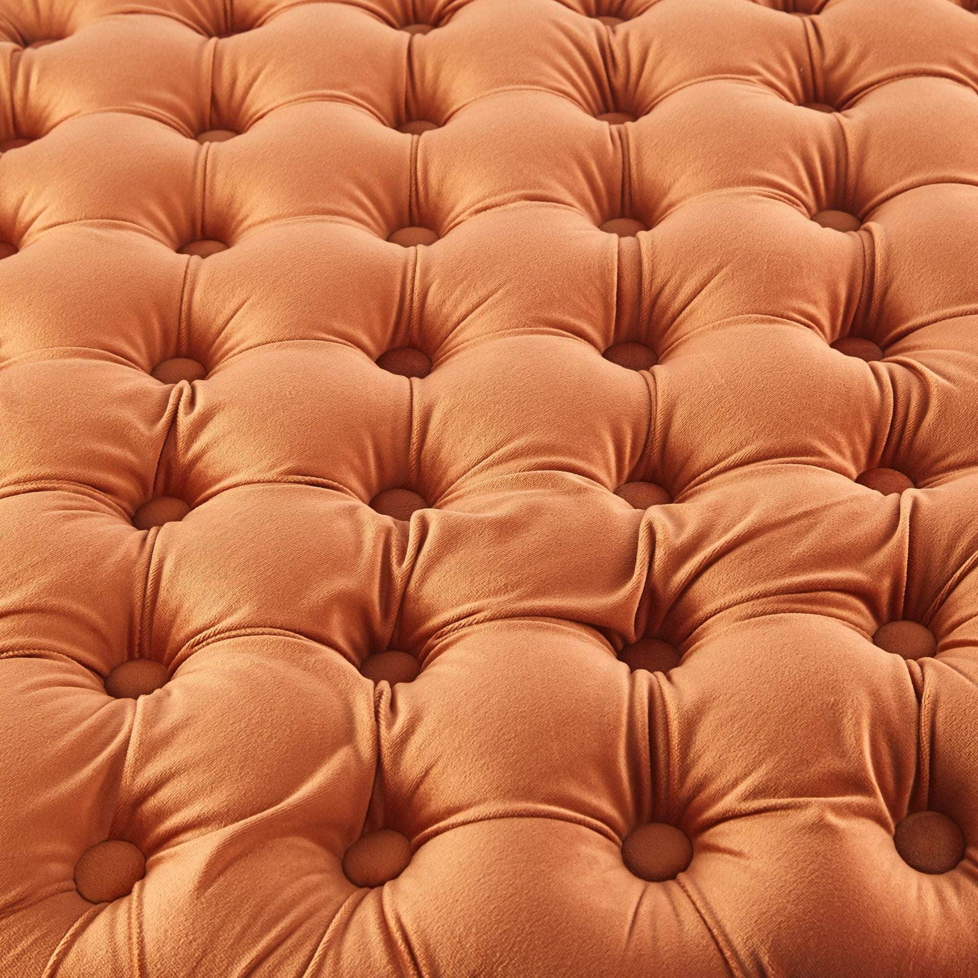 Tufted Velvet Fabric Round Ottoman Footstools - Cinnamon
