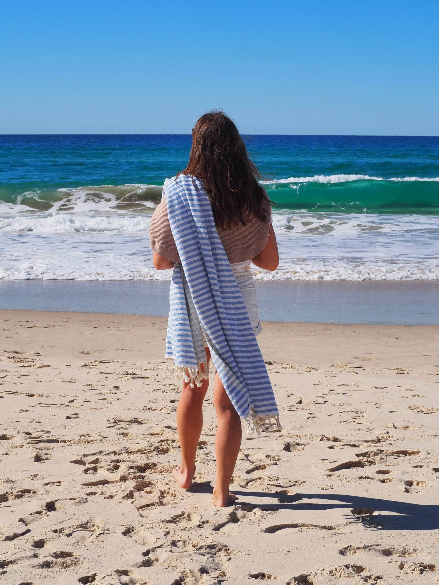 Turkish Cotton Towel - Sky Blue/Coral/Rose/Blush/Cherry/Seafoam/Mint/Black/Purple/Blue
