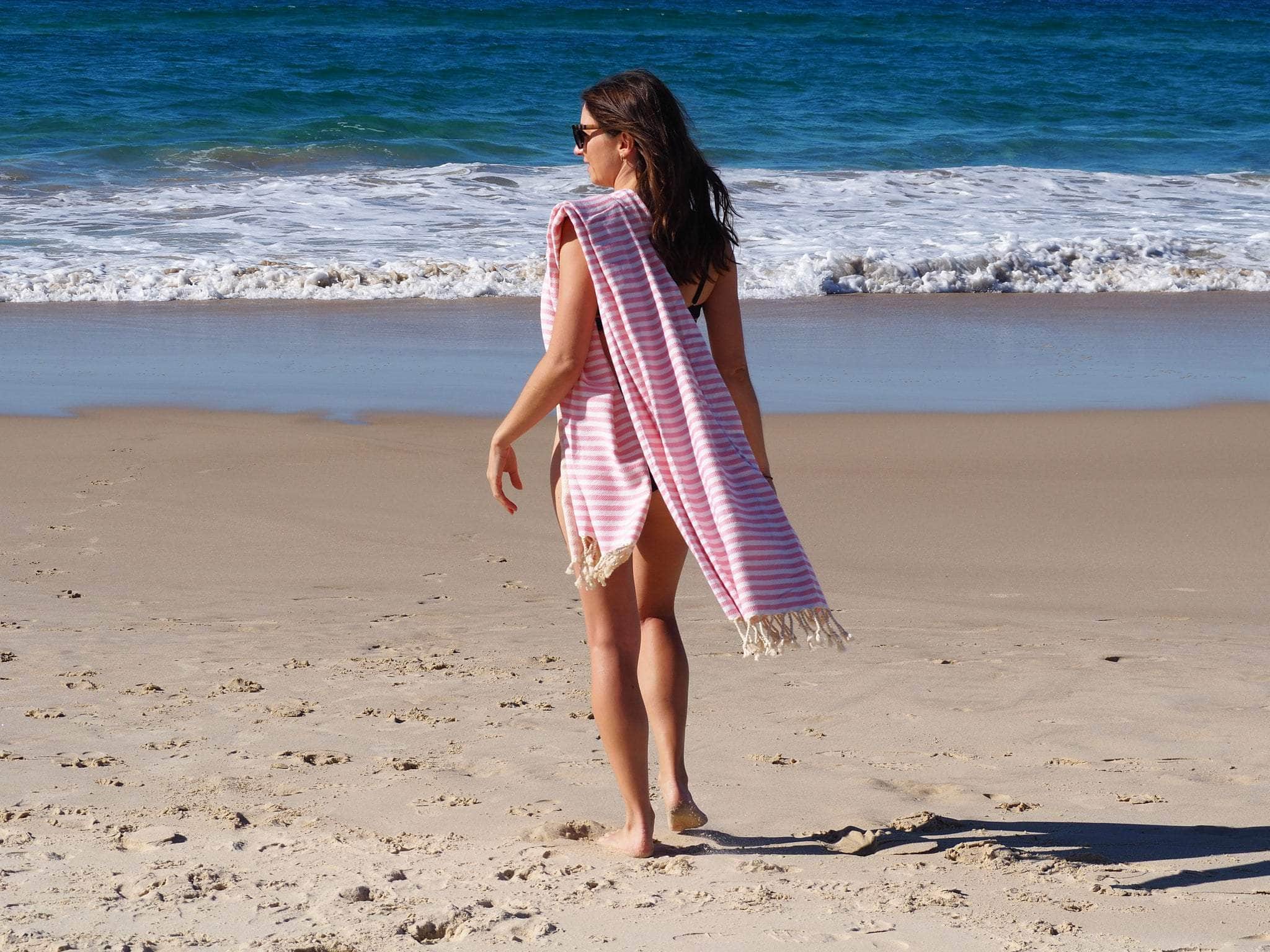 Turkish Cotton Towel - Sky Blue/Coral/Rose/Blush/Cherry/Seafoam/Mint/Black/Purple/Blue