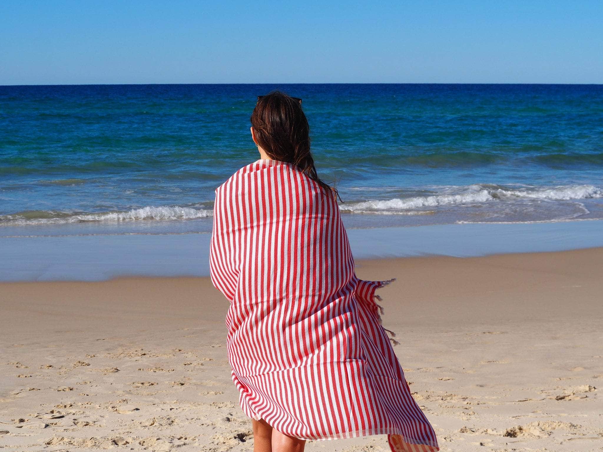 Turkish Cotton Towel - Sky Blue/Coral/Rose/Blush/Cherry/Seafoam/Mint/Black/Purple/Blue