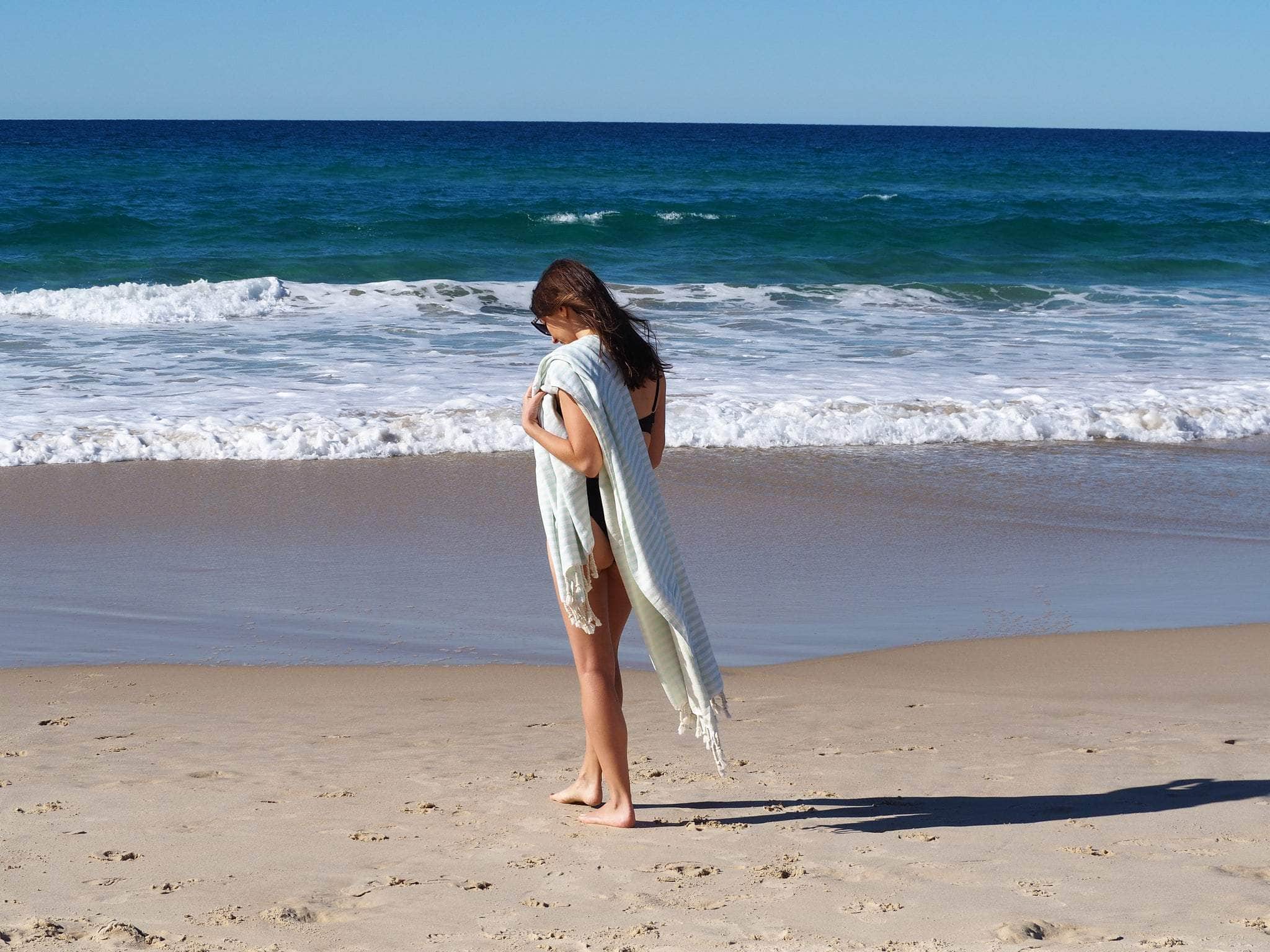 Turkish Cotton Towel - Sky Blue/Coral/Rose/Blush/Cherry/Seafoam/Mint/Black/Purple/Blue