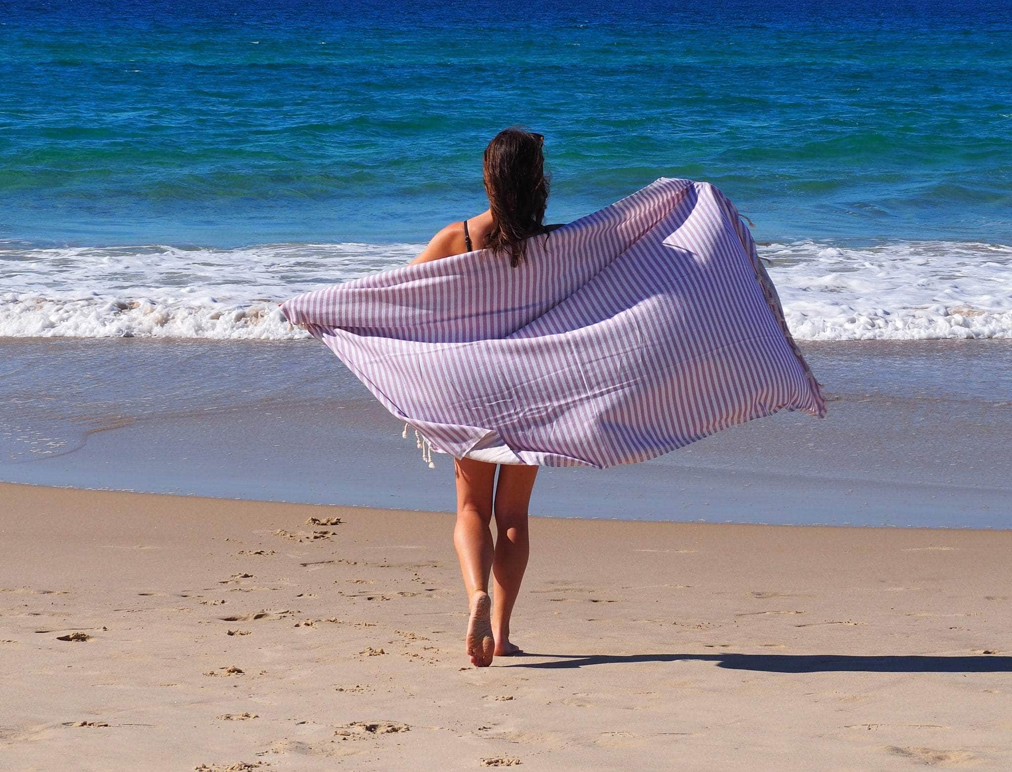 Turkish Cotton Towel - Sky Blue/Coral/Rose/Blush/Cherry/Seafoam/Mint/Black/Purple/Blue
