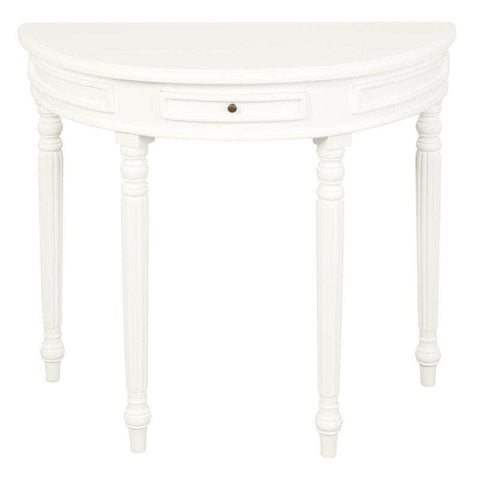 Turn Leg Half Round Sofa Table (White)